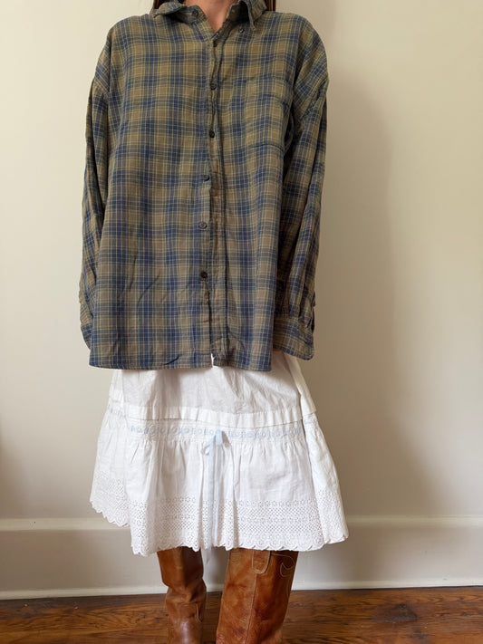 Green and Blue Checker Button Up