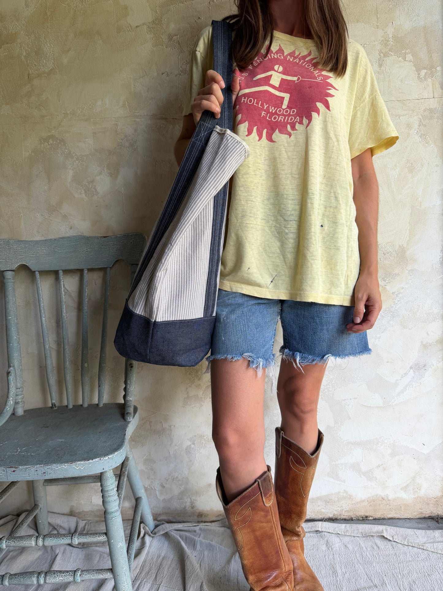 Antique Ticking Tote Bag