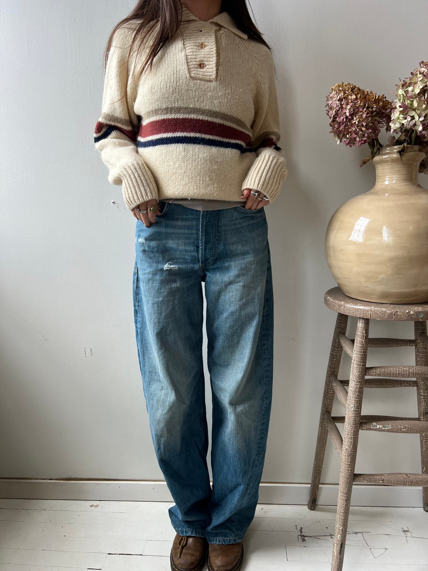 Cream Striped Sweater