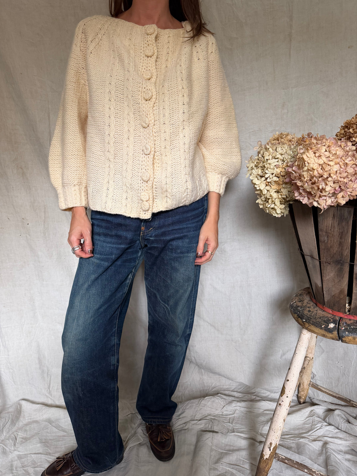 Handmade Cream Knit Cardigan