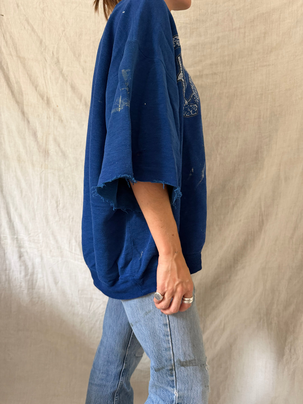 Cropped Royal Blue Crewneck