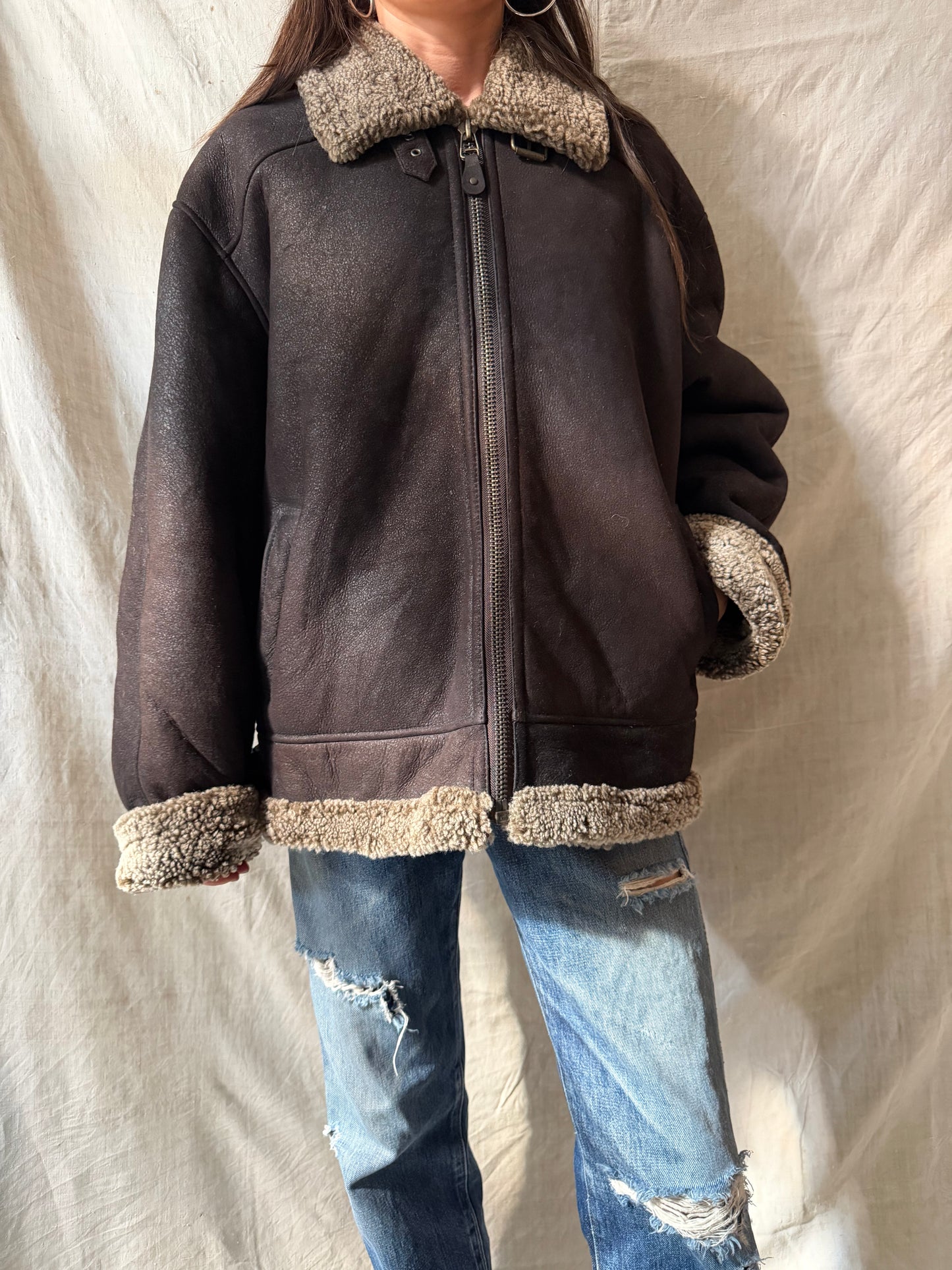 Dark Brown Shearling Jacket