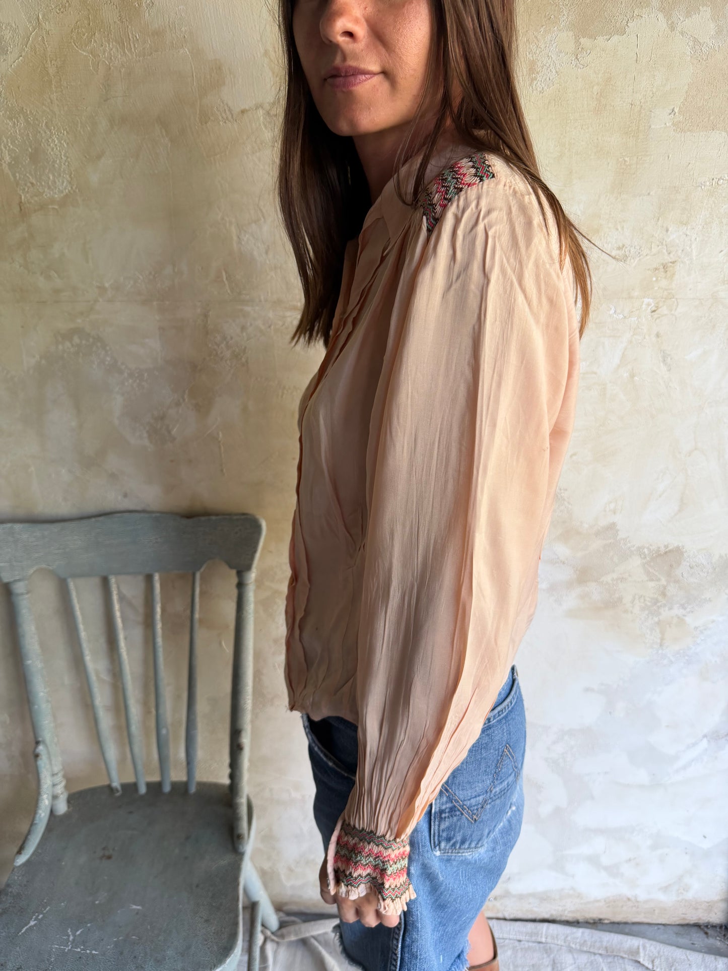 Antique Peachy Silk Blouse