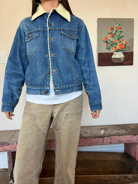 Faux Shearling Lined Denim Jacket