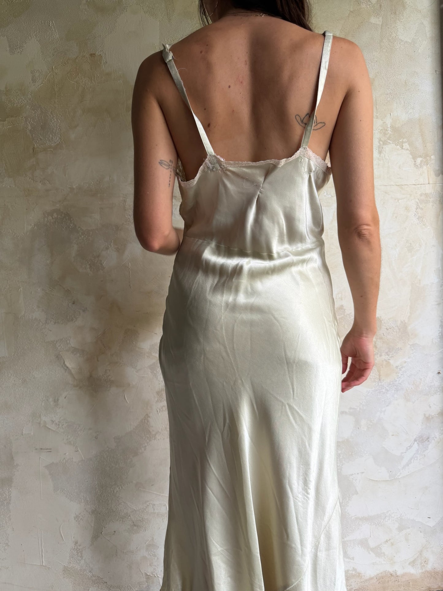 30s Mint Heavy Satin Slip Dress