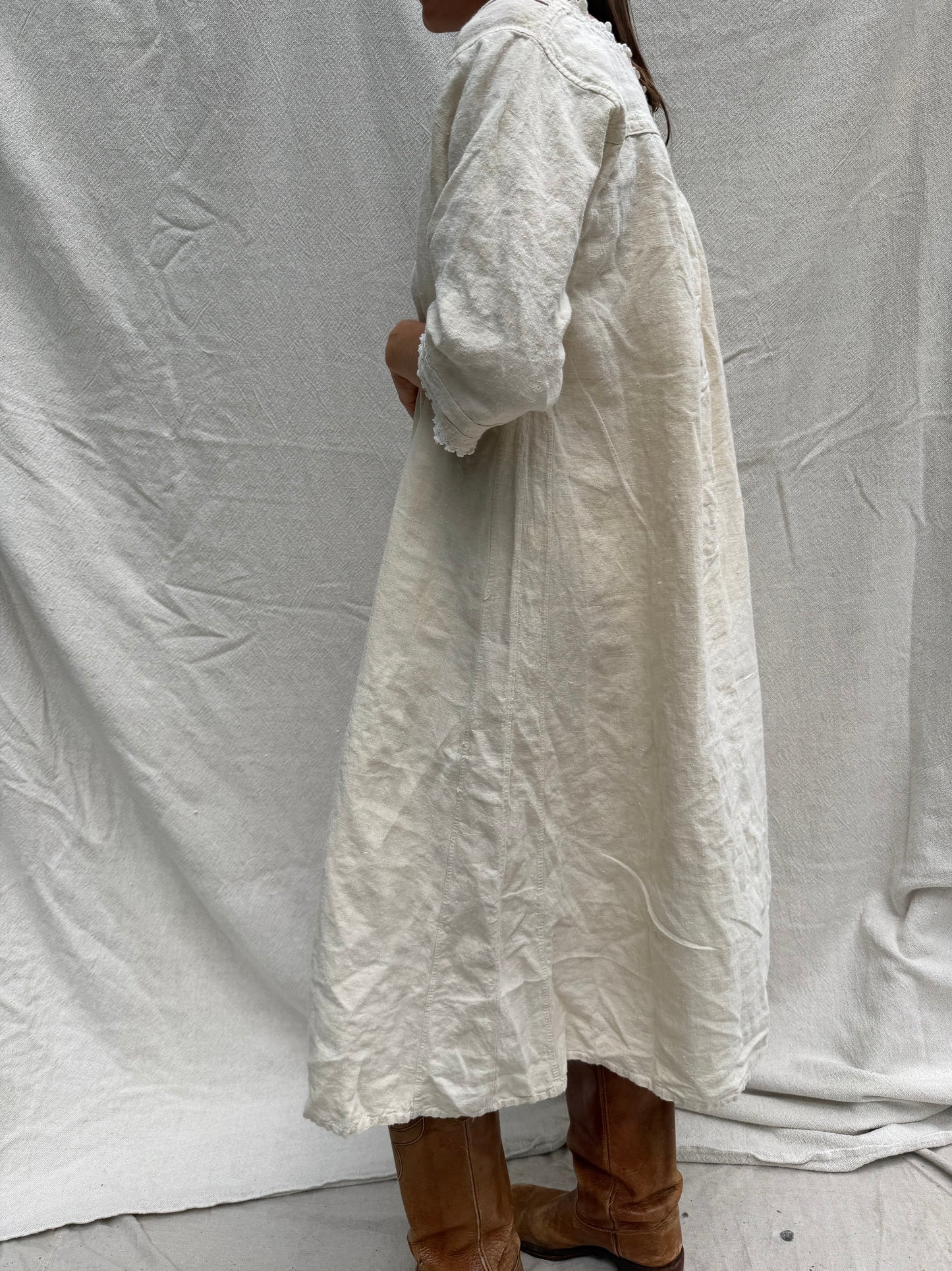 Antique Italian Cream Linen Dress