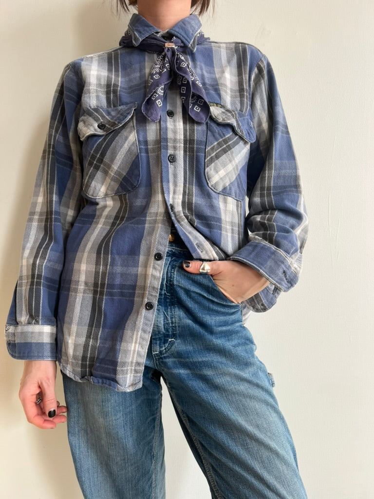Oshkosh Denim Blue Plaid Button Up