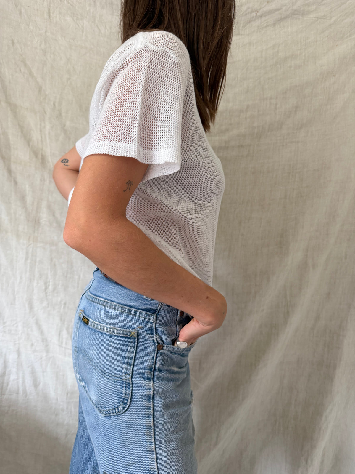 White Mesh Tee
