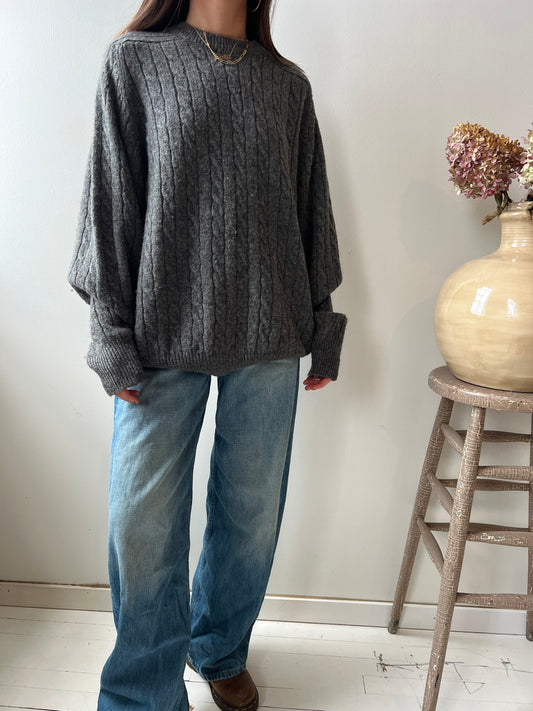 Grey Cable-knit Sweater