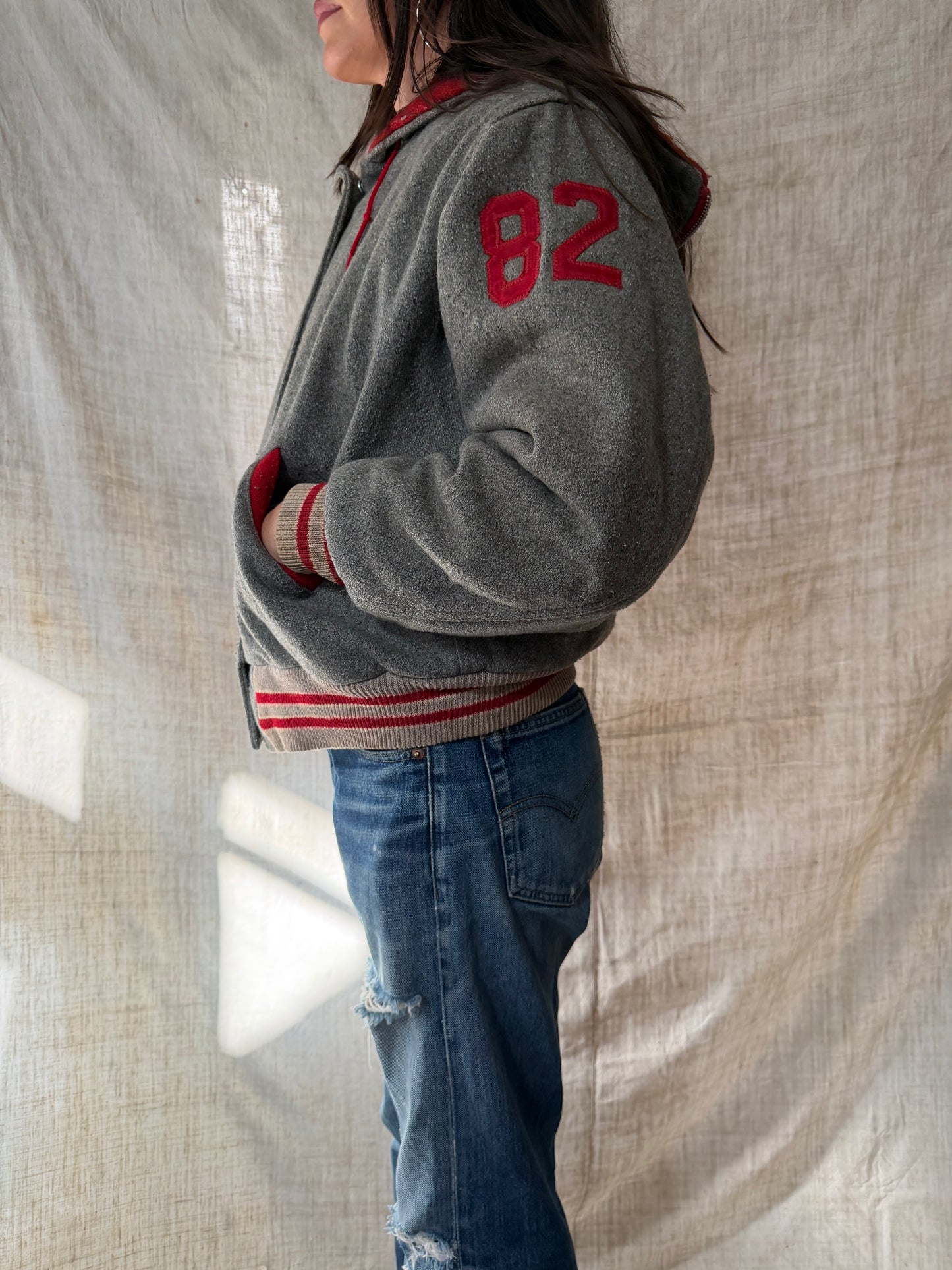 Warriors Grey + Red Cheerleading Jacket