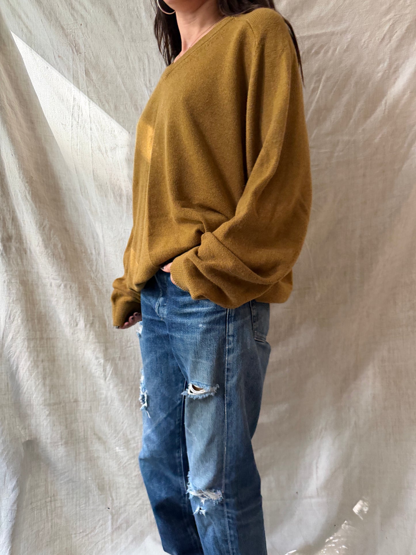 Ochre V Neck Wool Sweater