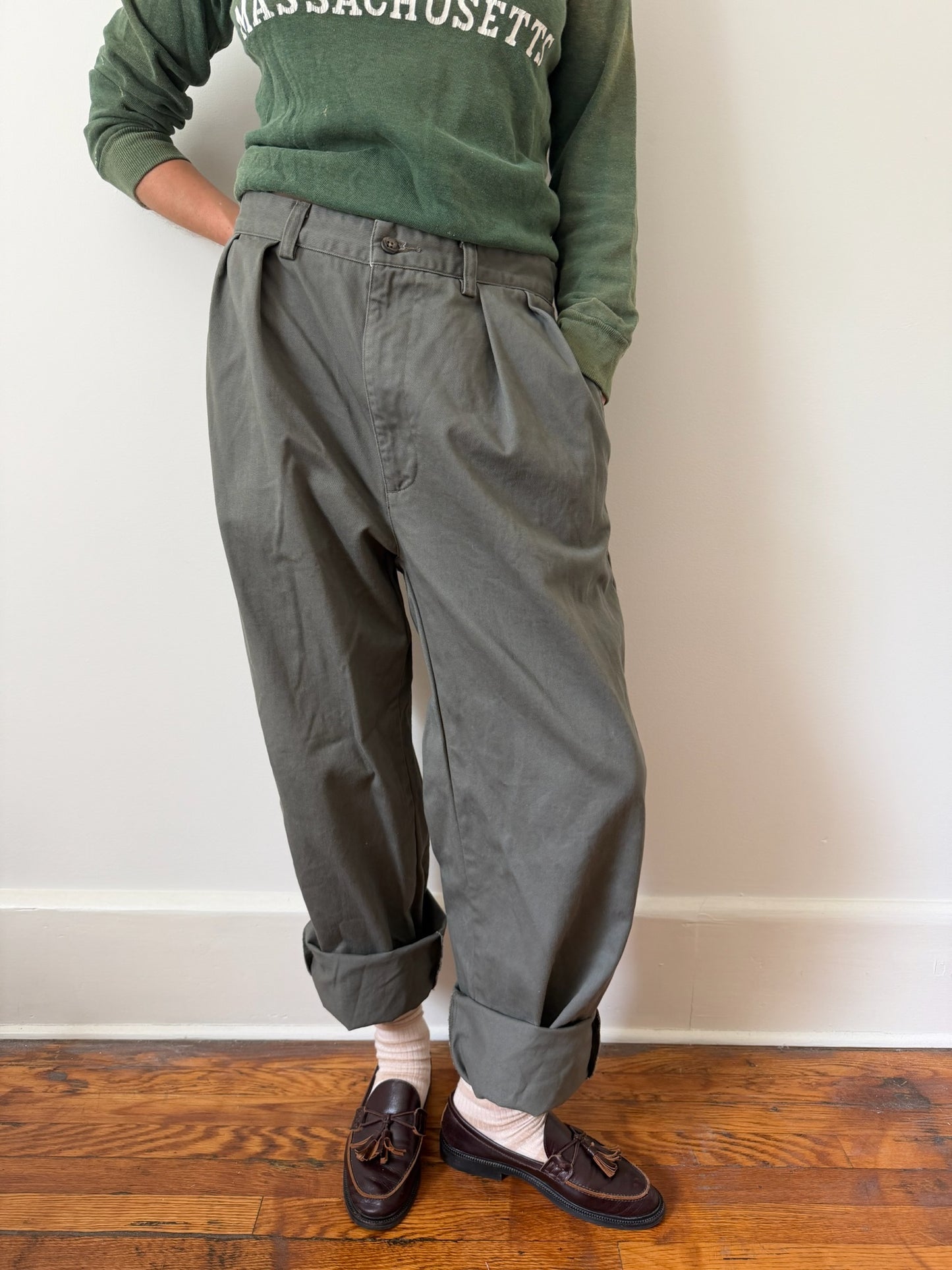 Mens Ralph Lauren Olive Green Cotton Trouser