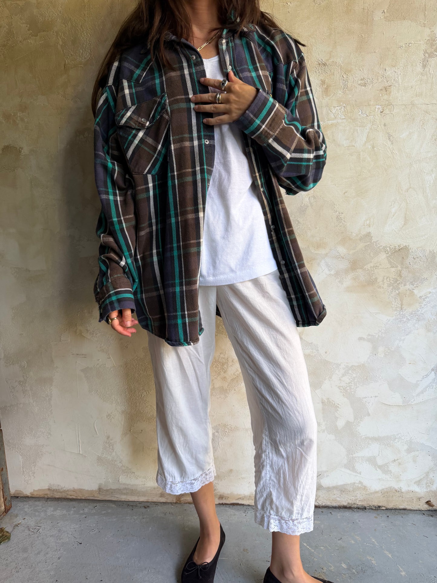 Brown + Blue Western Flannel