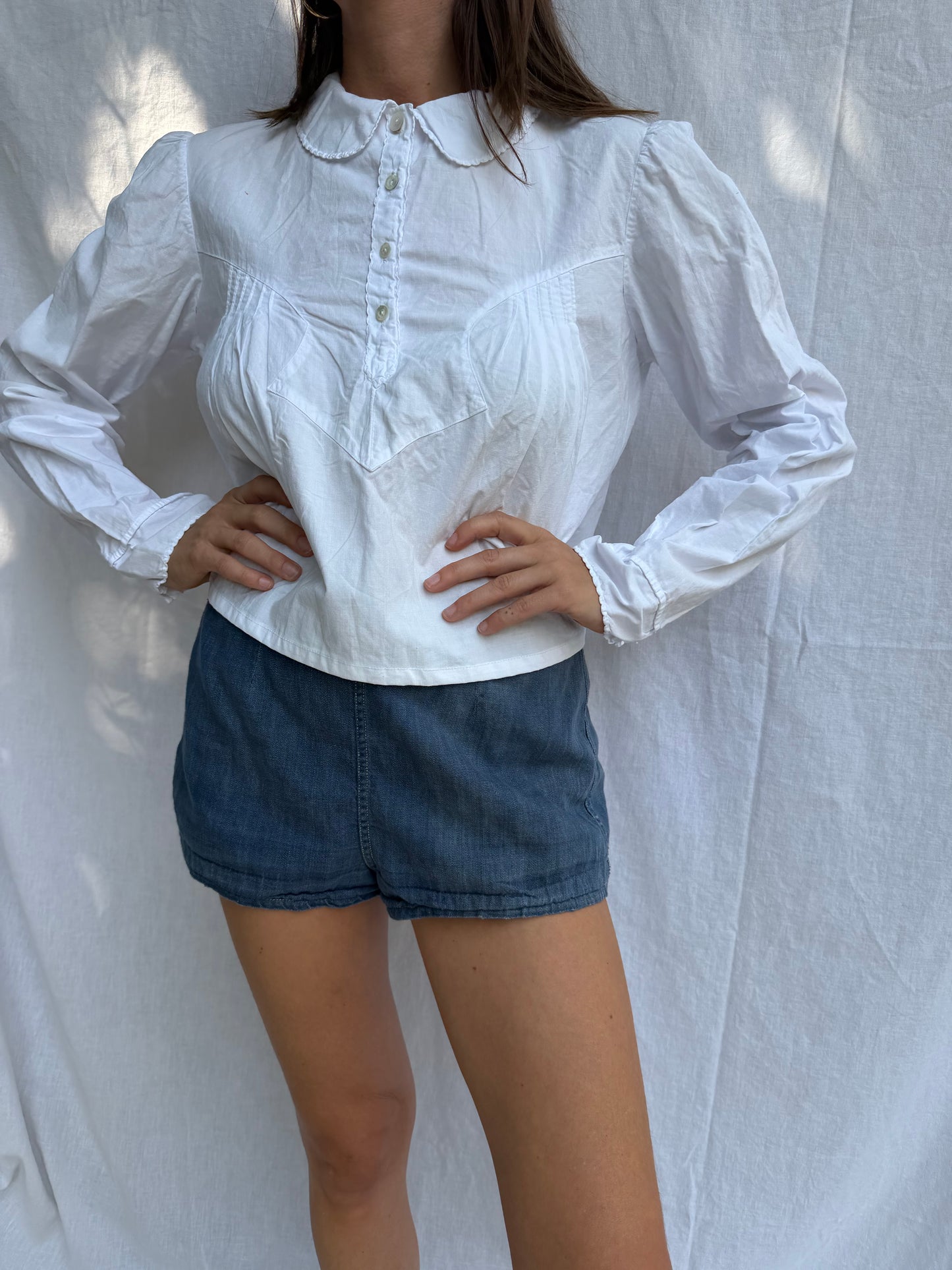 Antique Italian Cotton Cropped Blouse