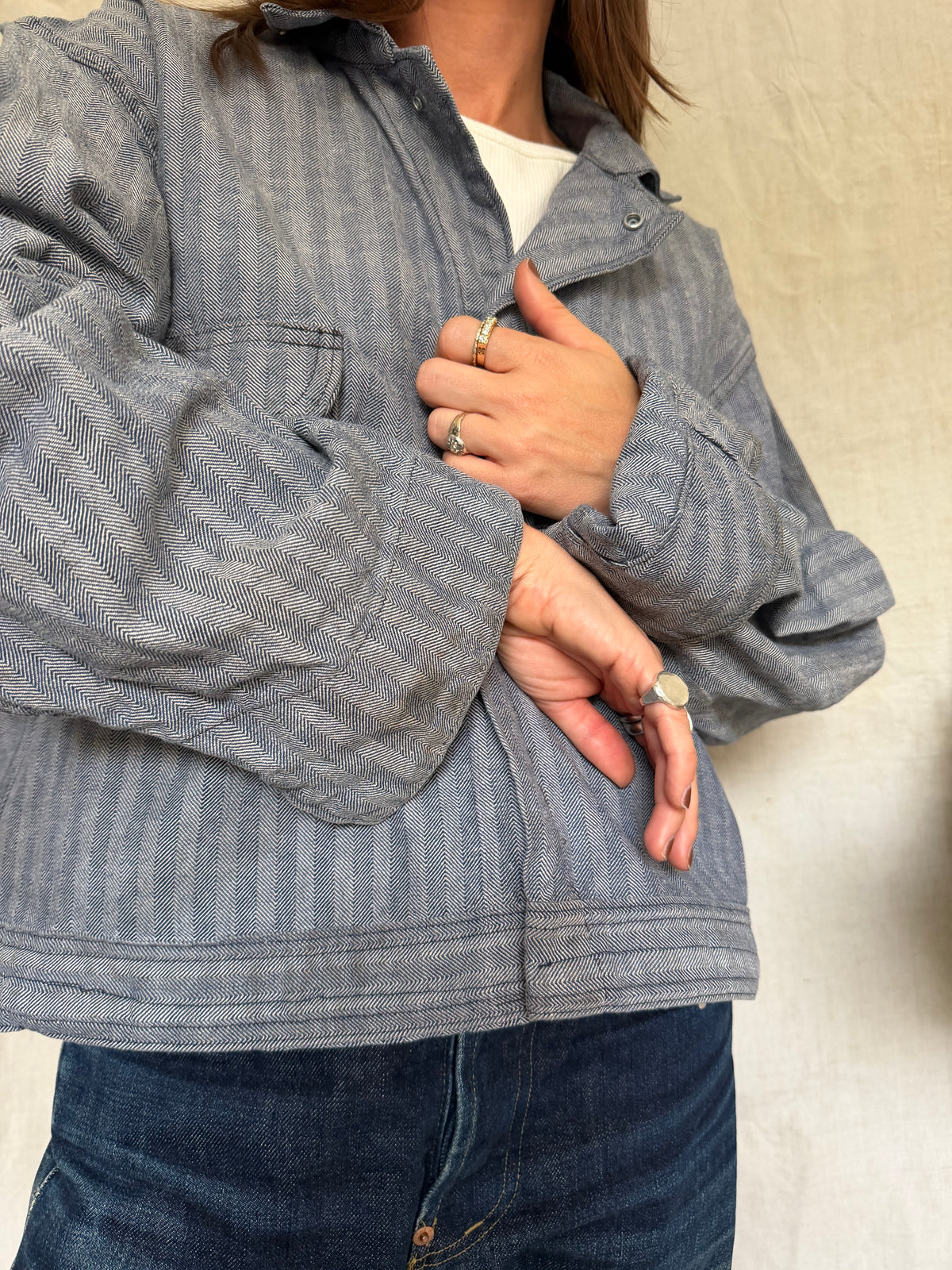 Twill Cropped Coveralls Jacket