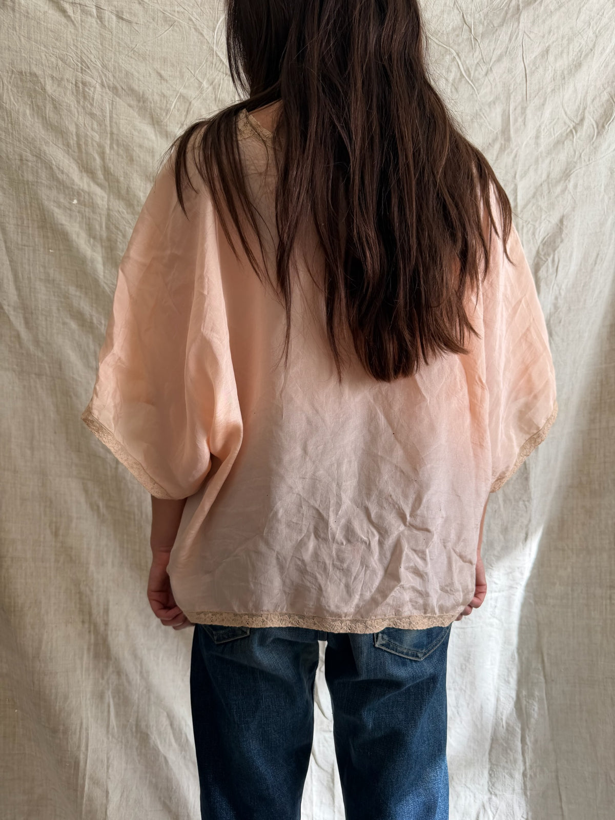 1930s Peach Silk Bed Jacket