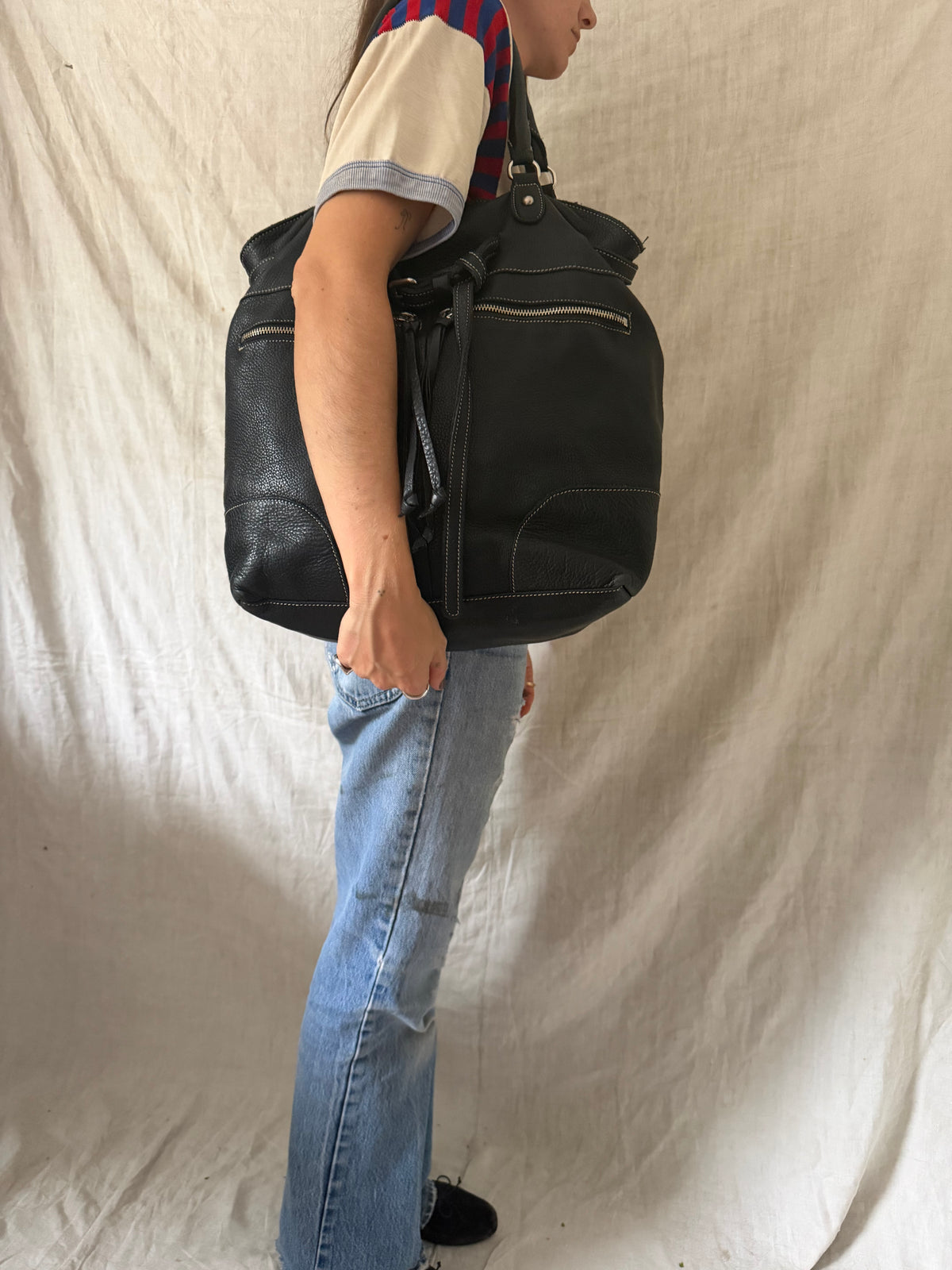Black Roots Leather Purse