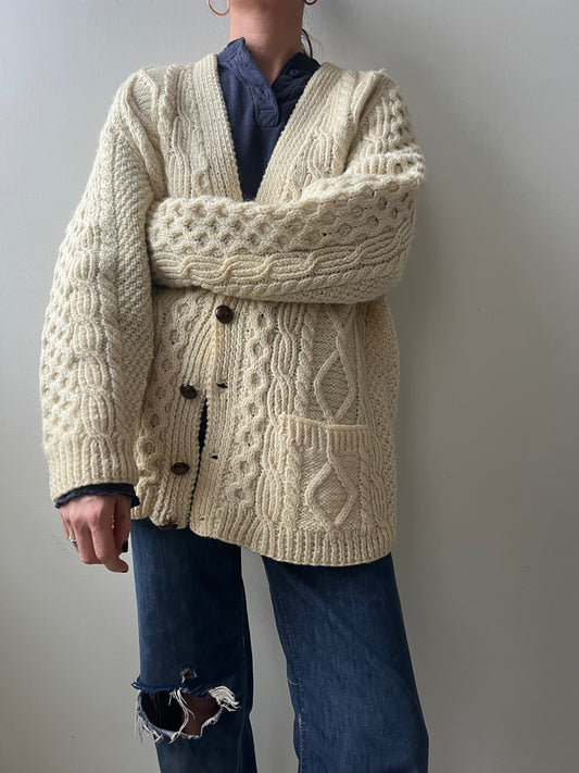Cream Cable-knit Irish Cardigan