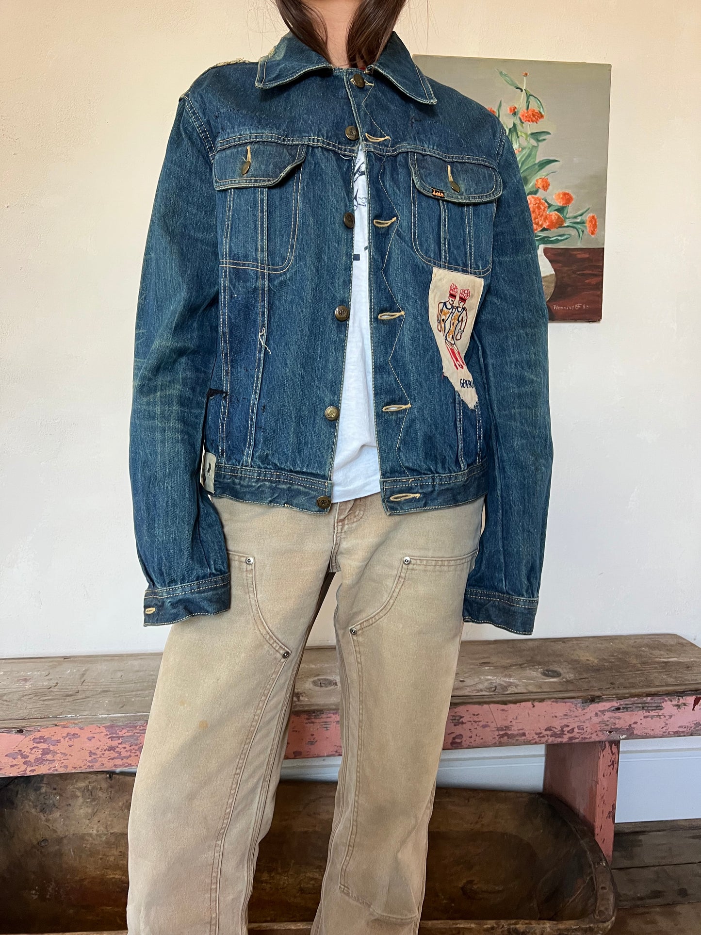 Patched Dark Denim Jacket