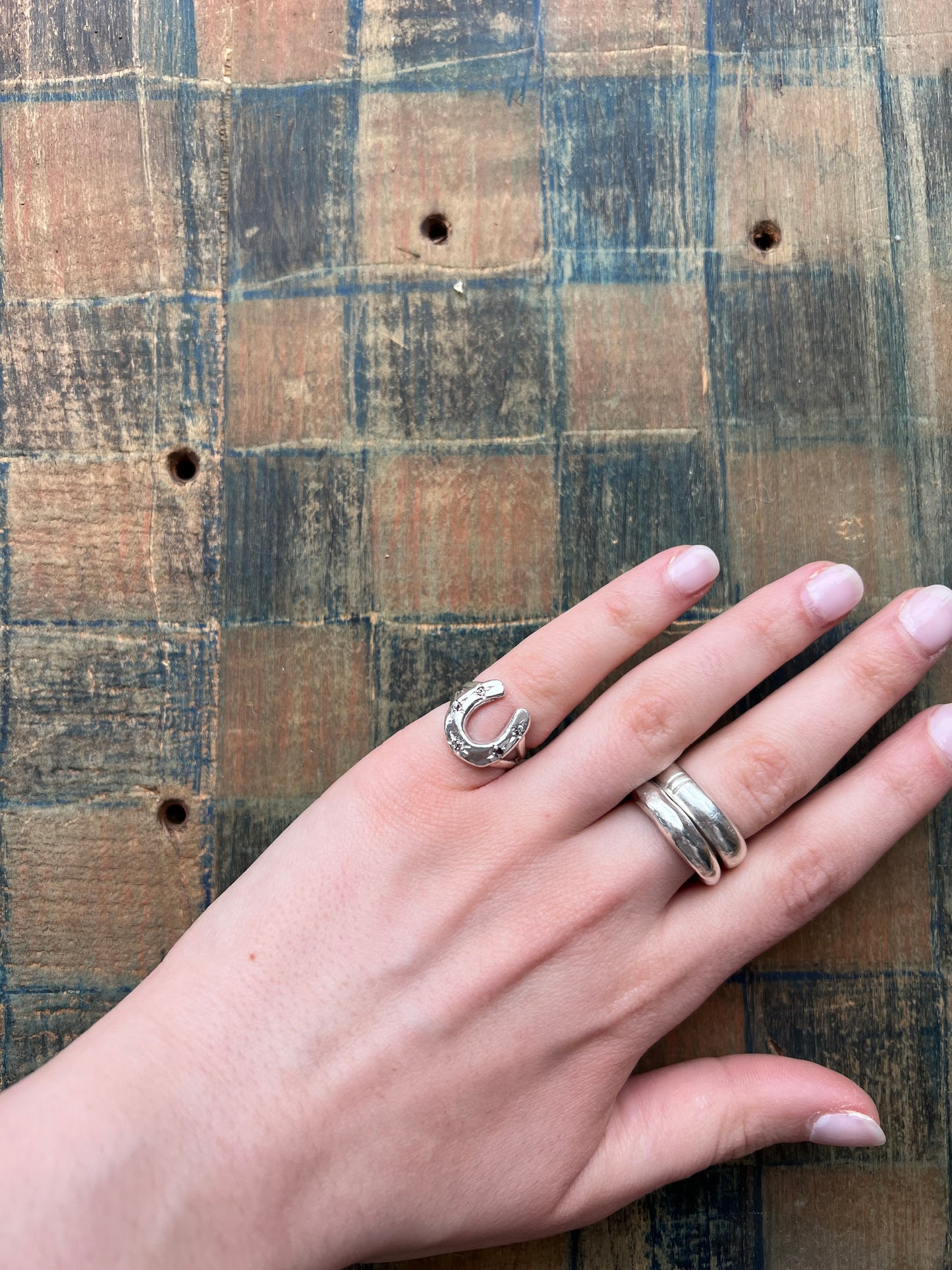 Lucky Horseshoe Ring with Pink Sapphire by Rosalind Studio