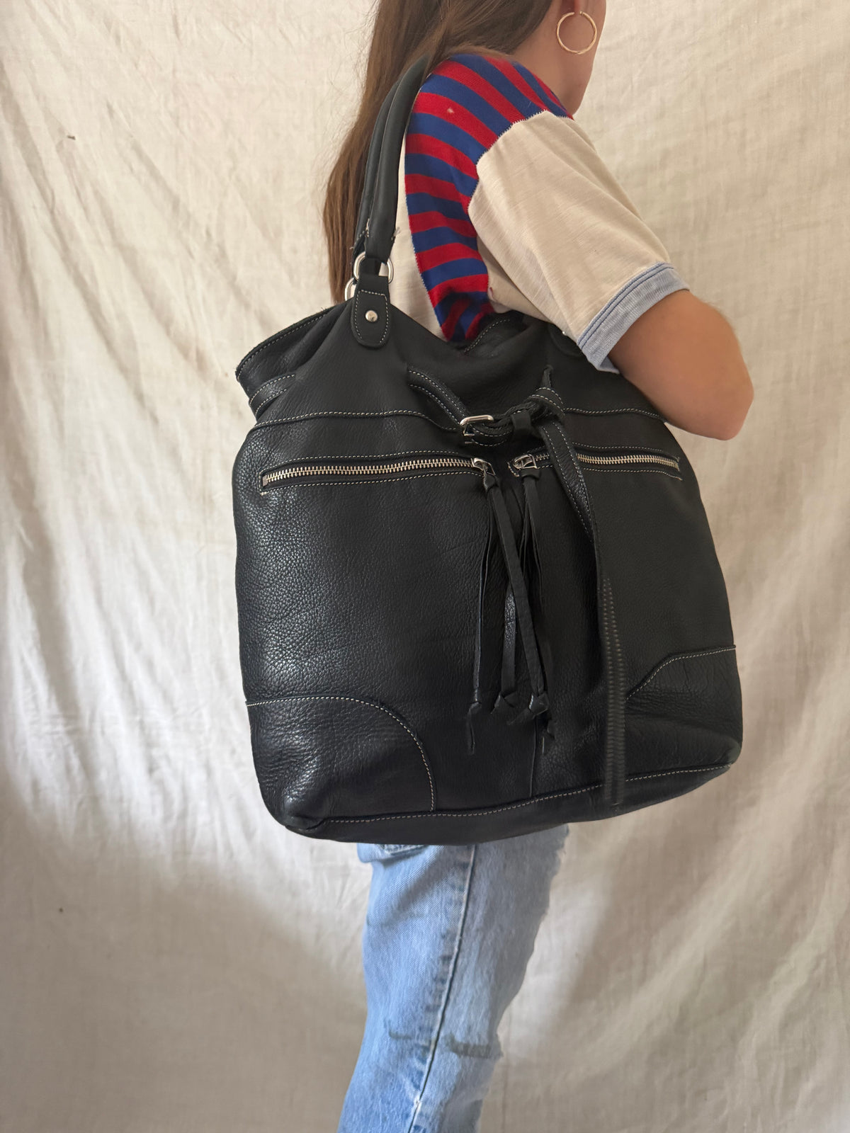 Black Roots Leather Purse