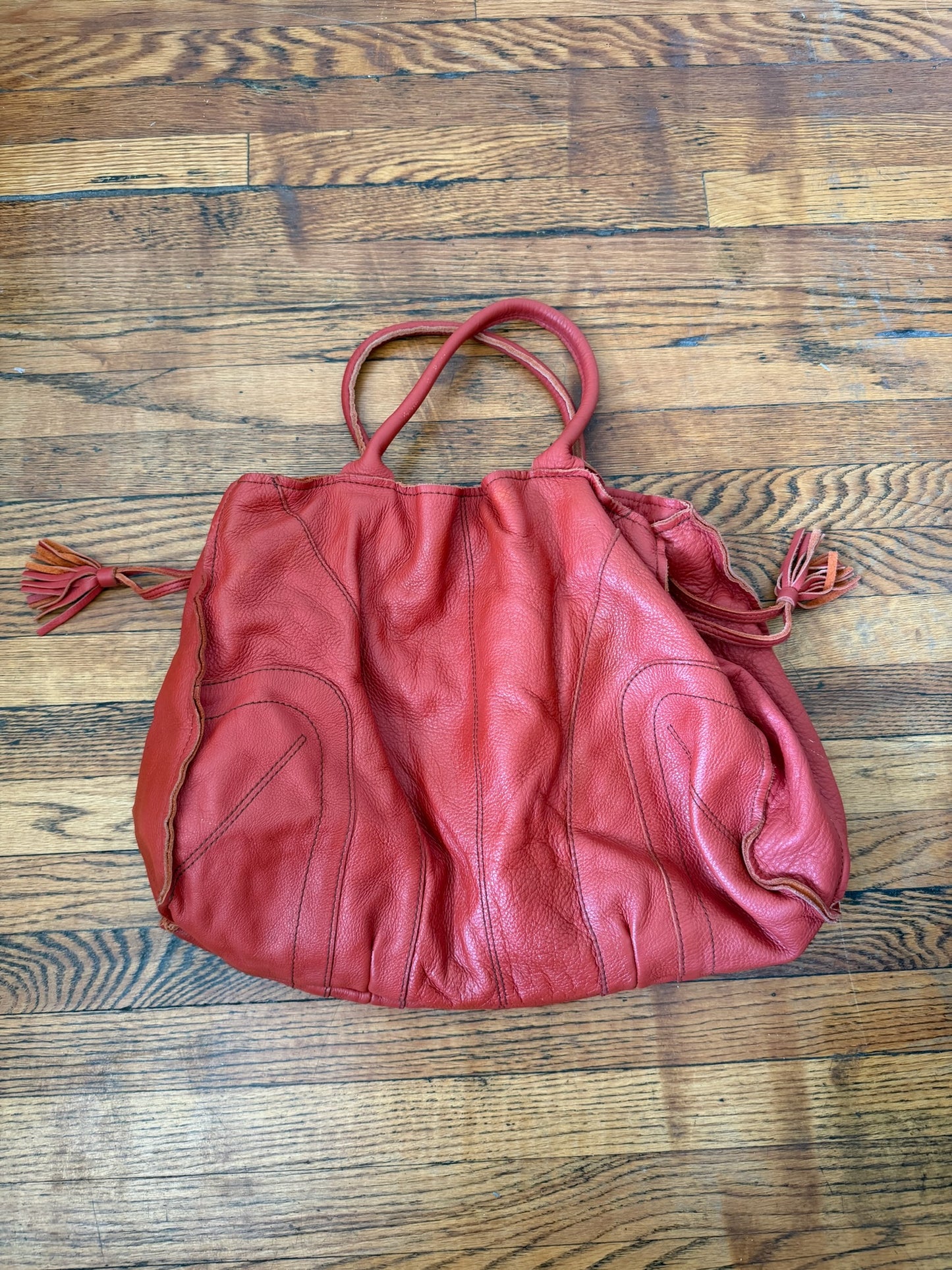 Bright Burnt Orange Tassled Purse