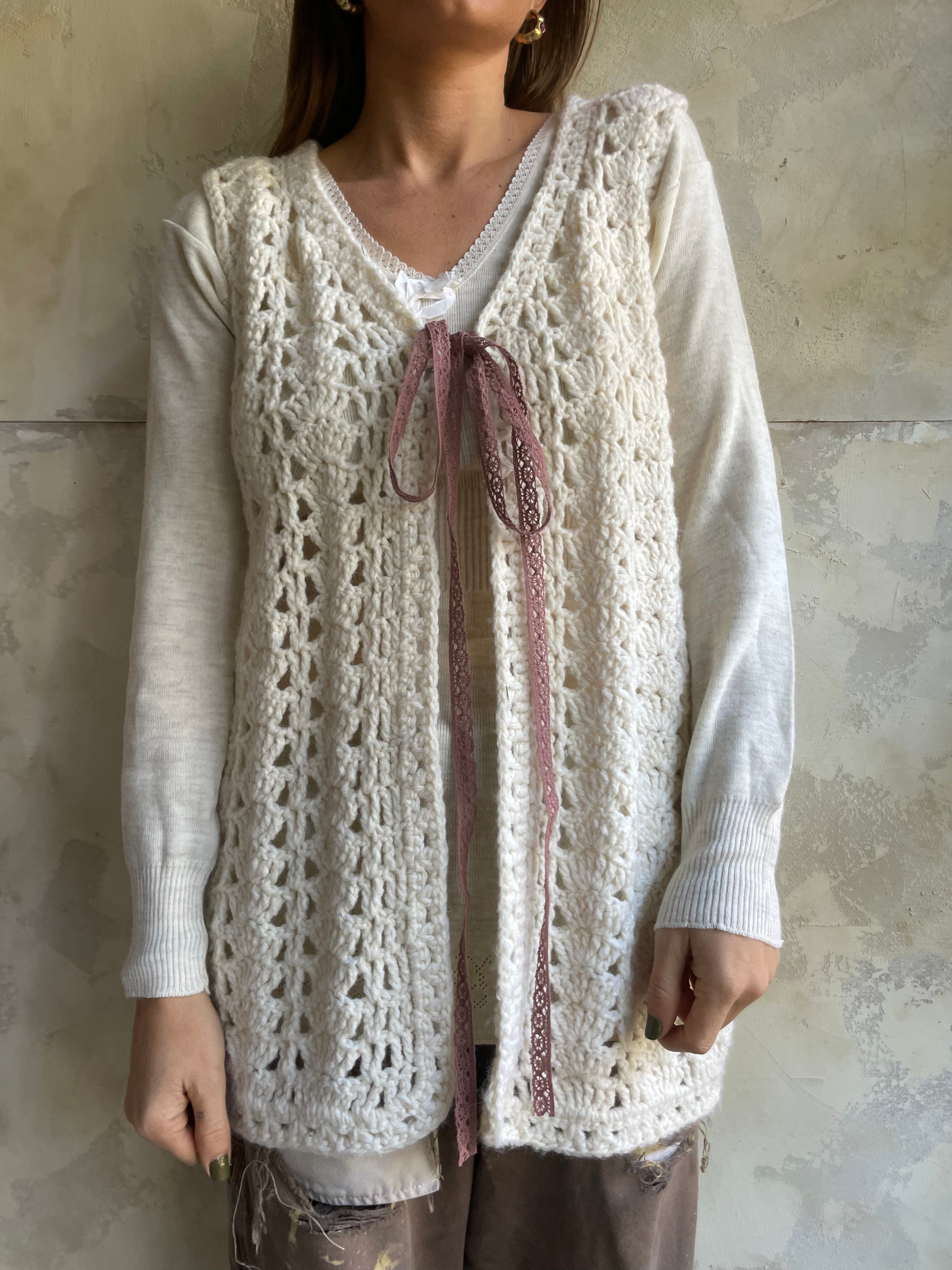 Crochet Vest with Bow