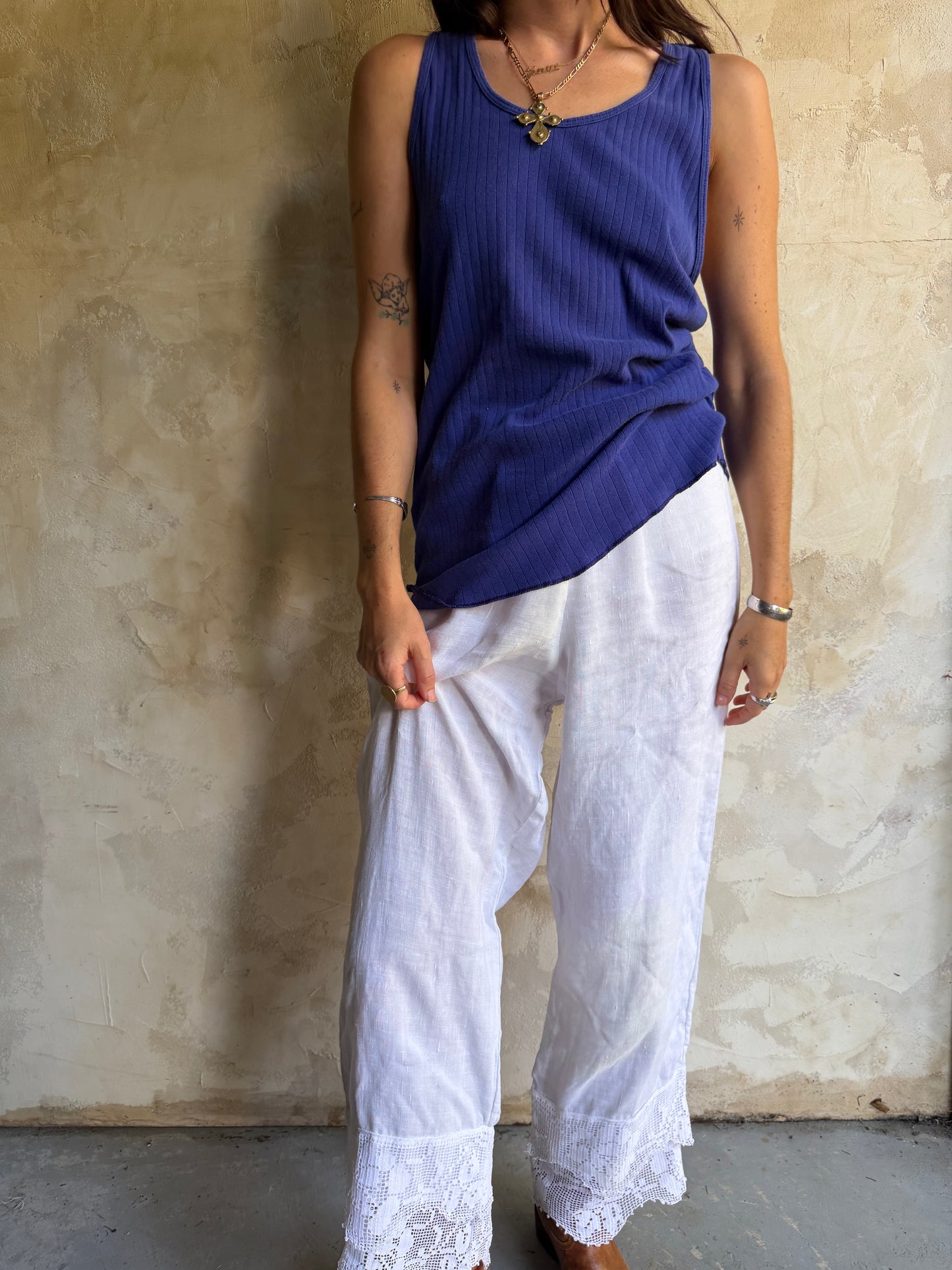 Indigo Blue Ribbed Cotton Tank