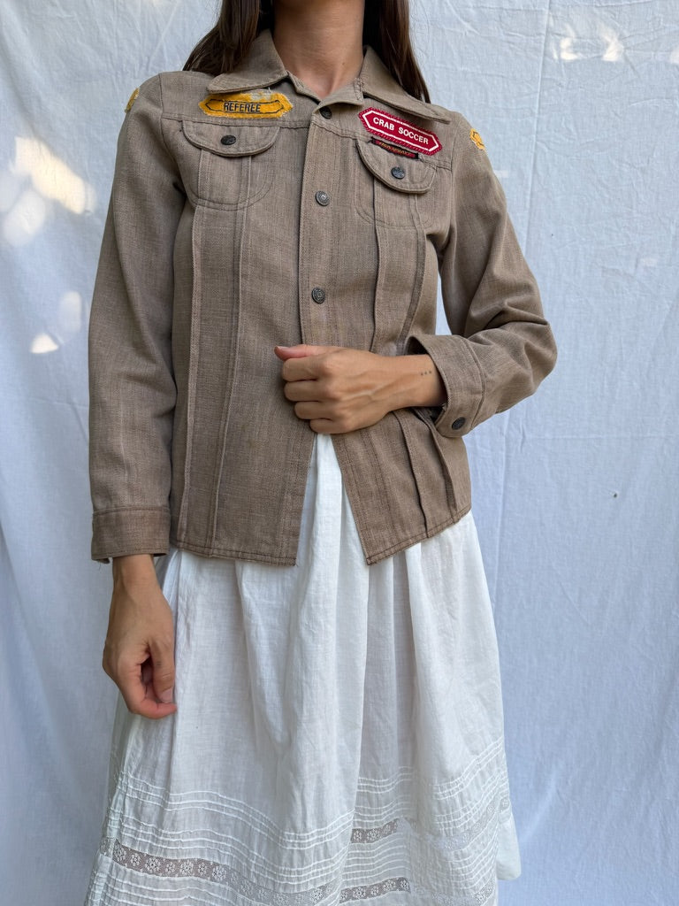 1970s Patched Fawn Shacket