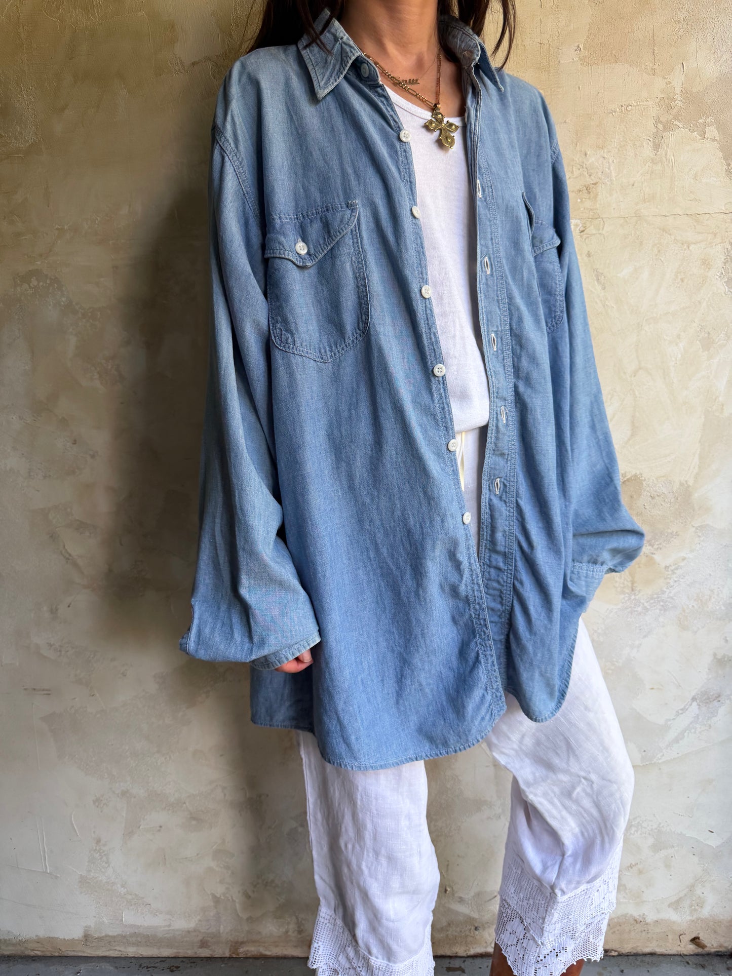 Super Thin Denim Button Up