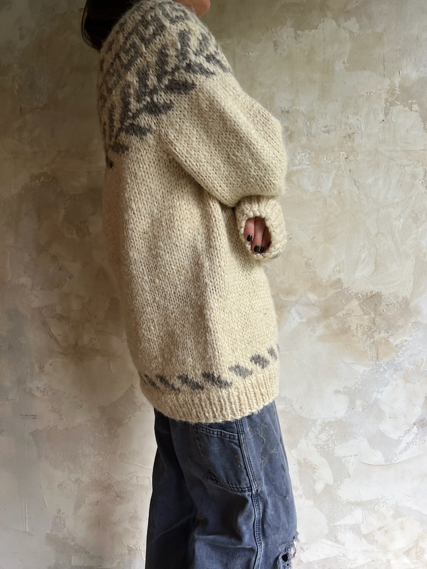 Icelandic Cream + Grey Wool Sweater