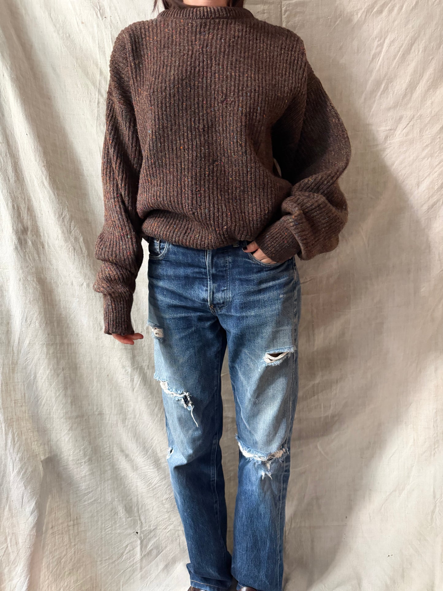 Brown Ribbed Sweater