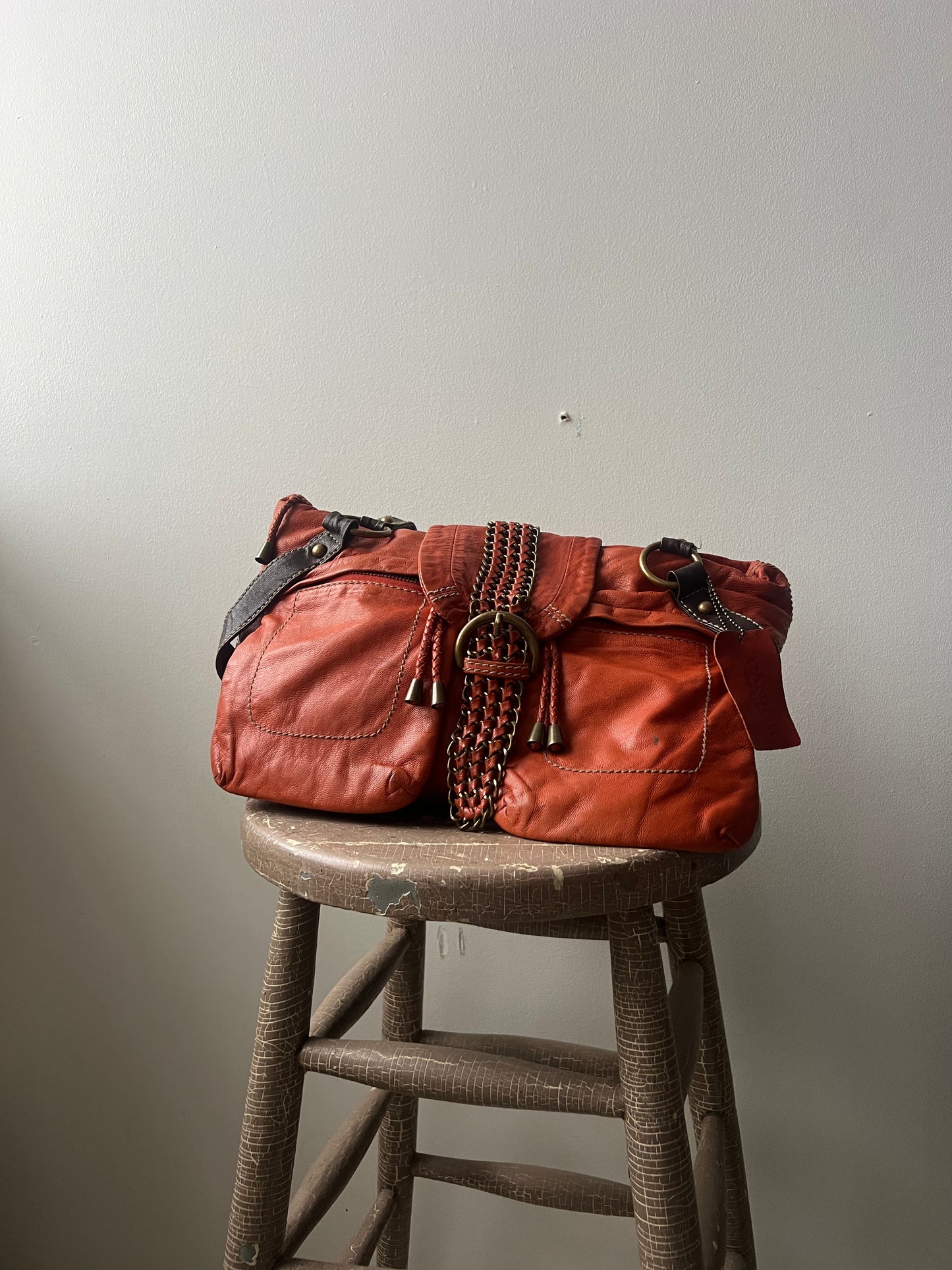 Orange + Brown Danier Leather Purse
