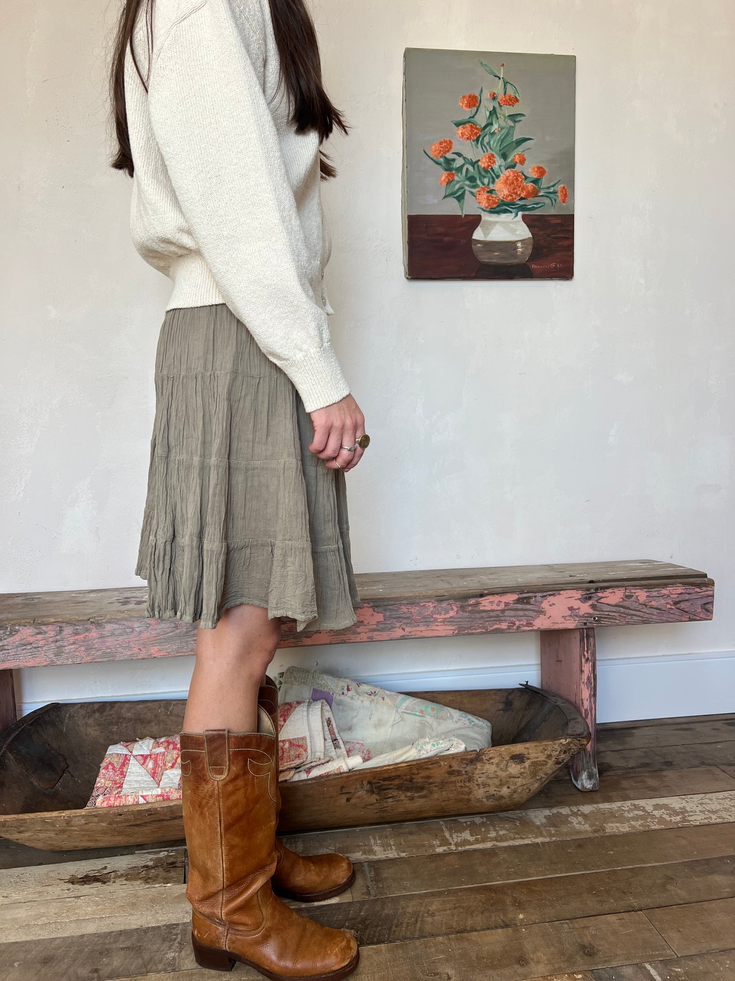 Oaxacan Sage Short Cotton Skirt