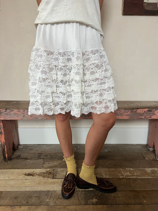 Lace Ruffle Slip Skirt