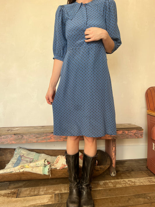 Blue Paisley Silk Dress
