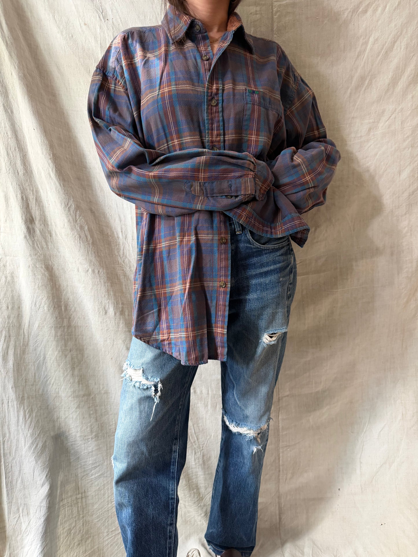 Brown + Blue Plaid Shirt
