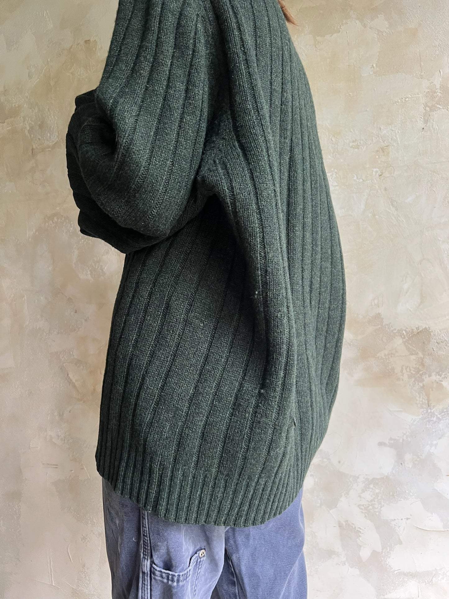 Hunter Green Wool Vneck Sweater