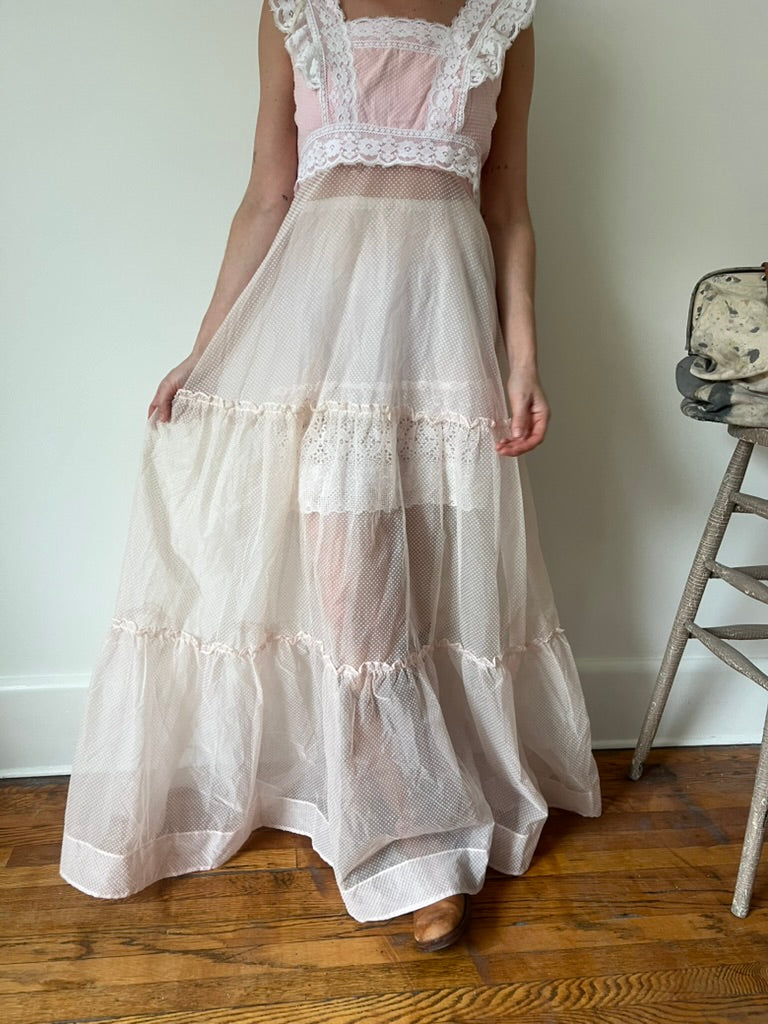 Pink Ruffle Tea Party Sheer Dress