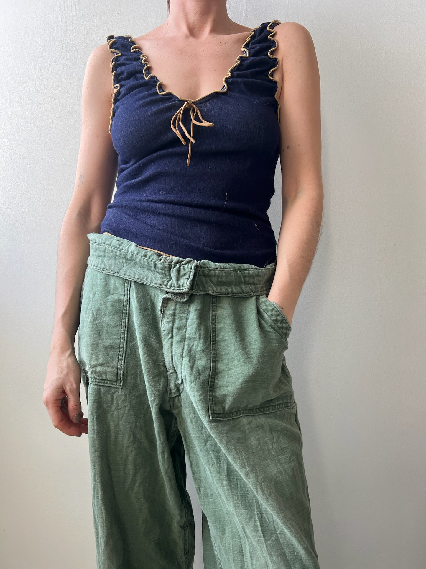Faux Denim Stretchy Y2K Tank