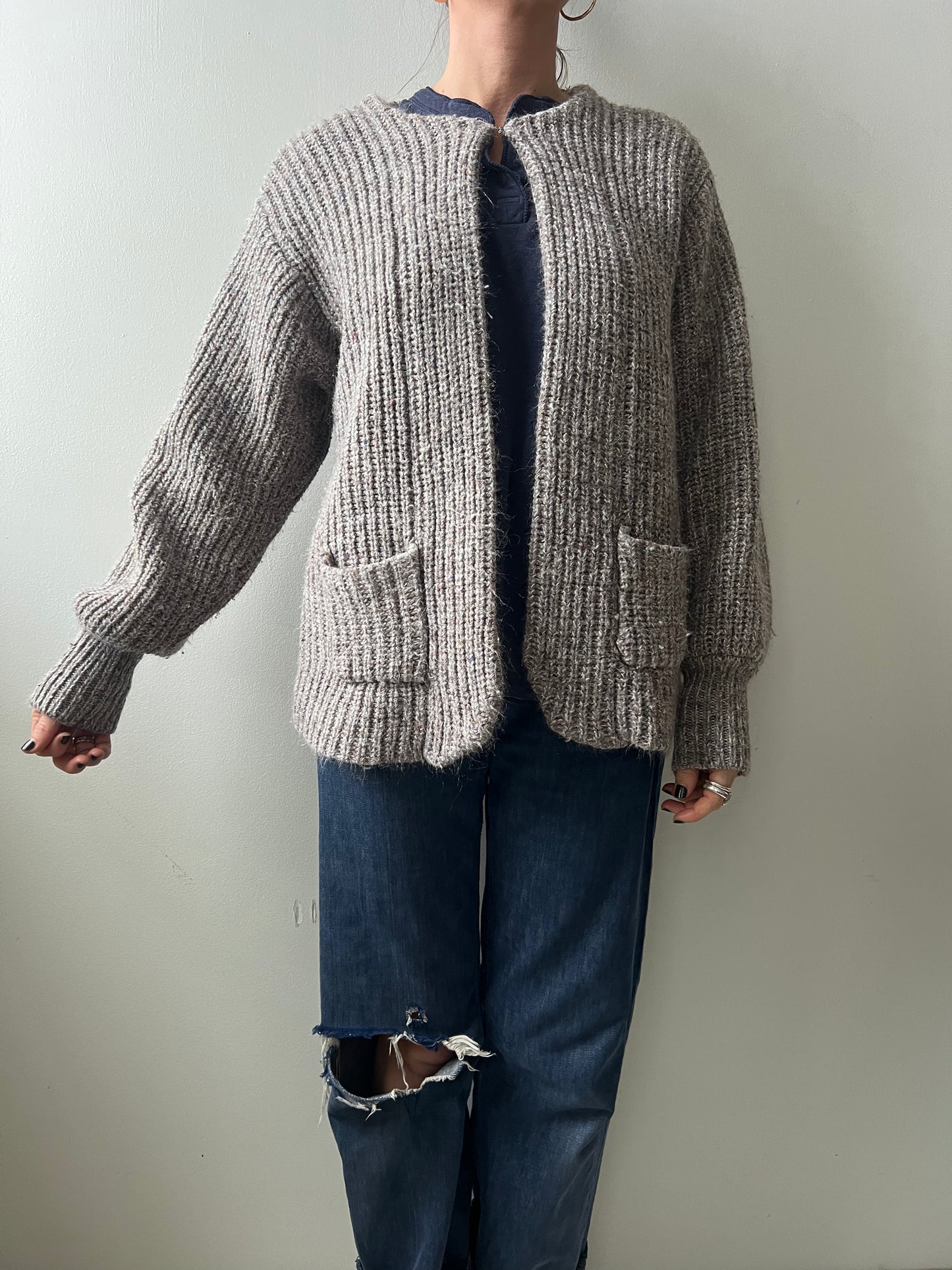 Speckled Grey + Mushroom Ribbed Knit