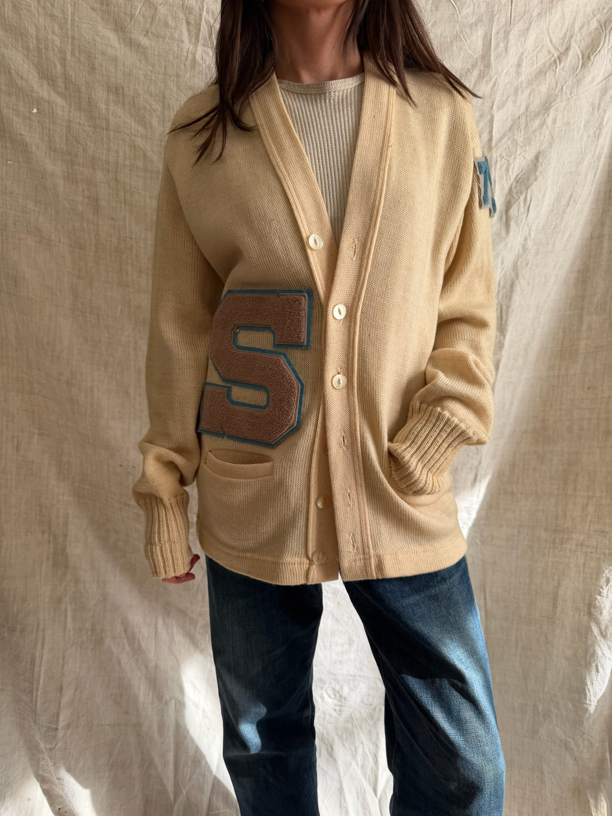 Cream “S” Varsity Cardigan