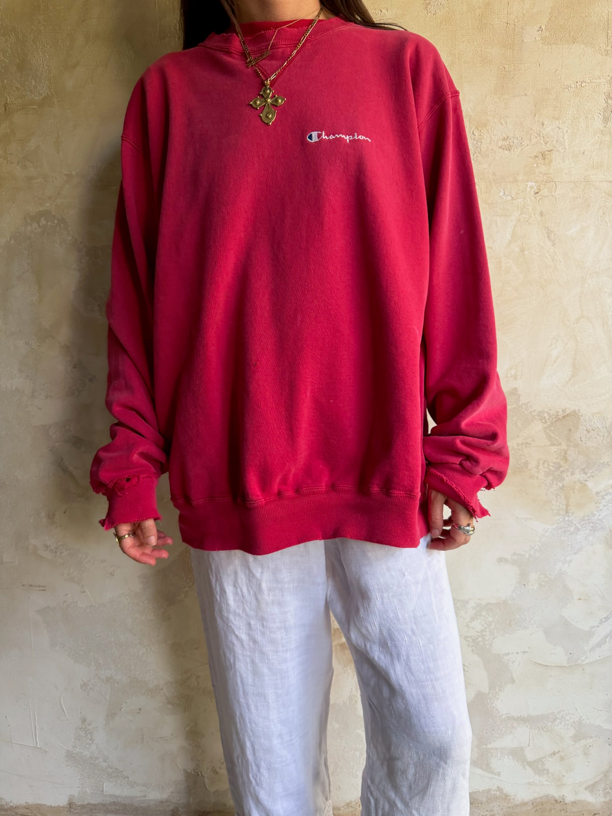 Faded Cherry Red Champion Crewneck
