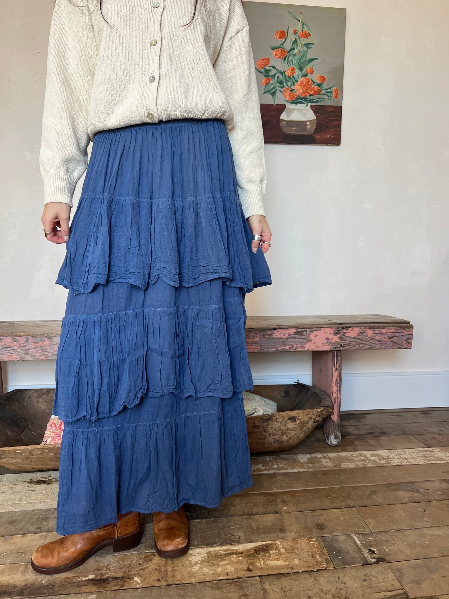Oaxacan Indigo Ruffle Skirt