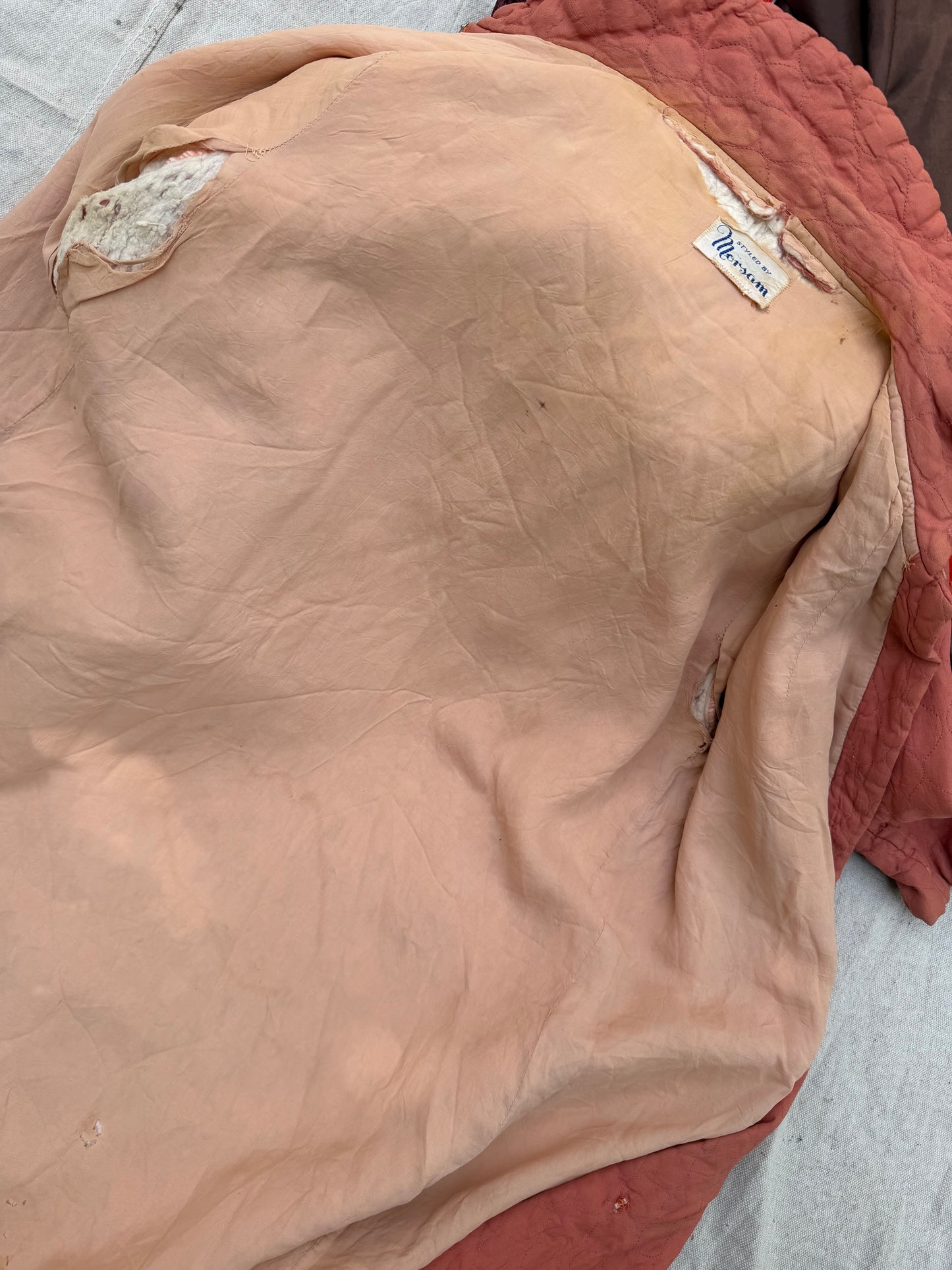 1930s Peach Quilted Duster