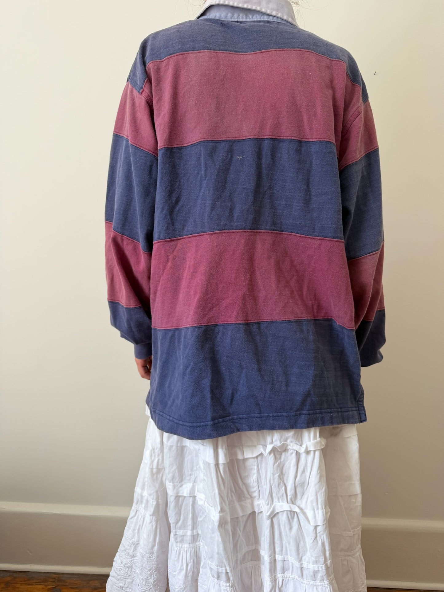 Faded Maroon and Navy Rugby Jersey