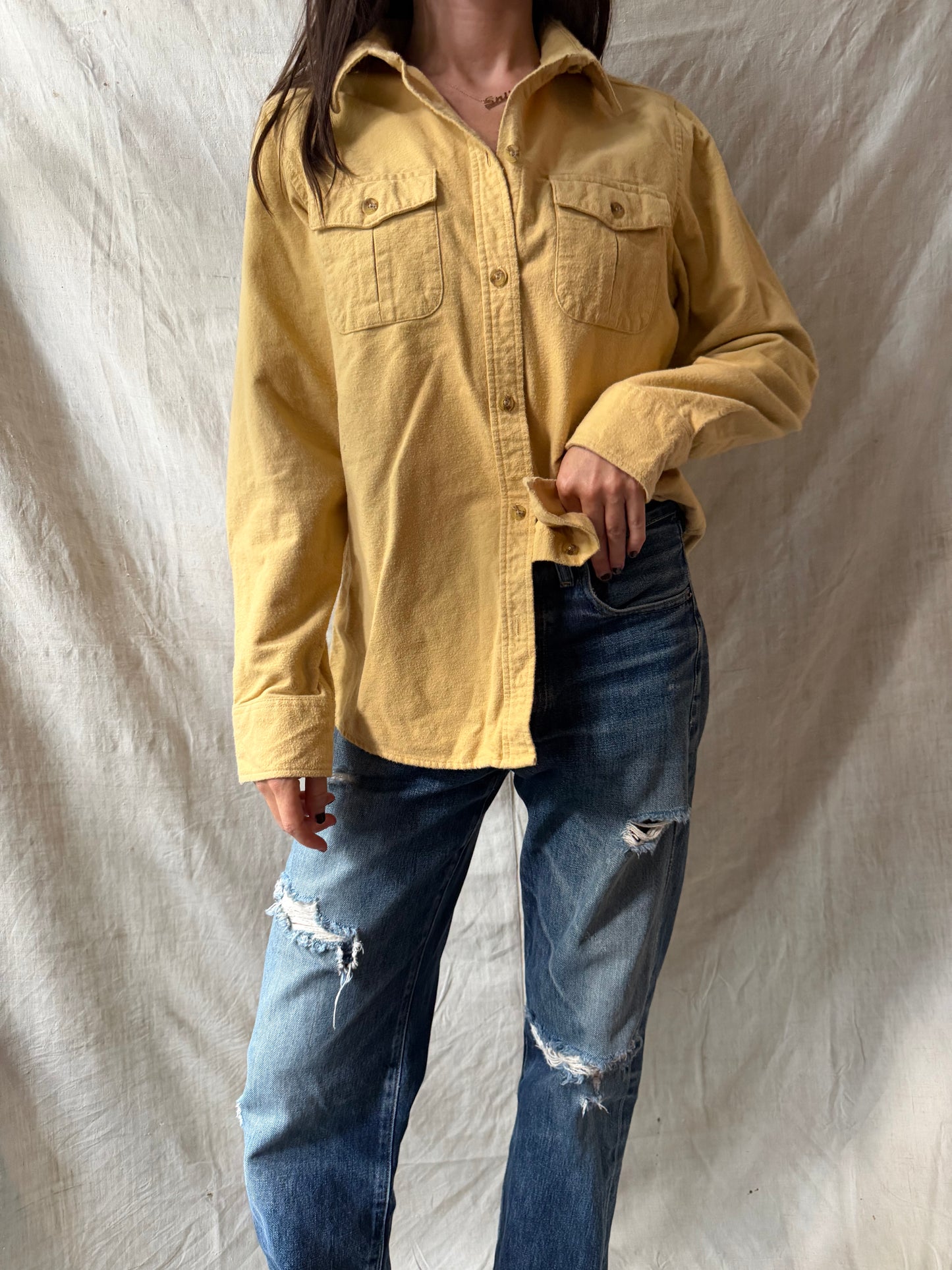 Butter Yellow Flannel Button-Up