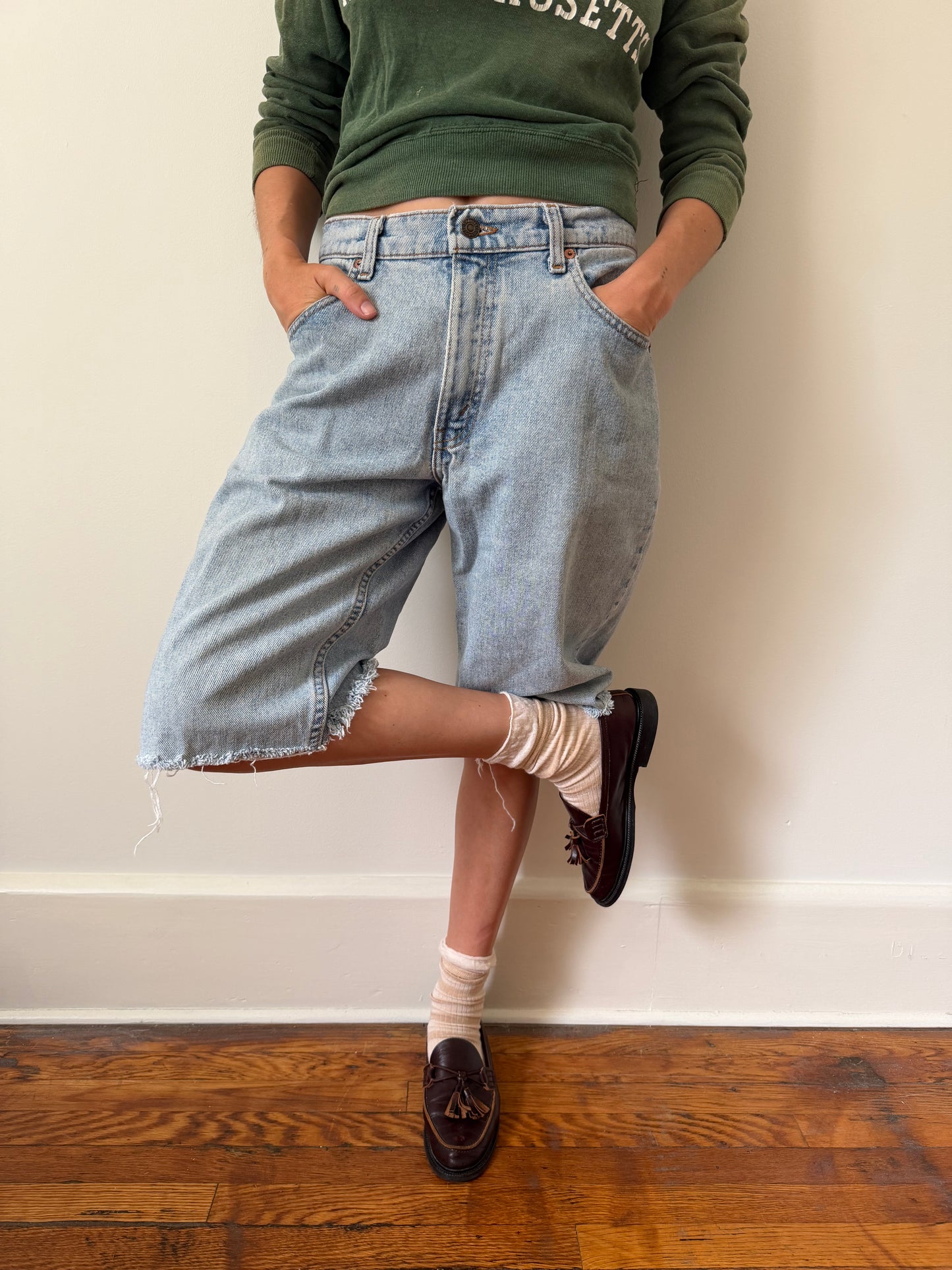 Levi’s Long Cutoff Denim Shorts