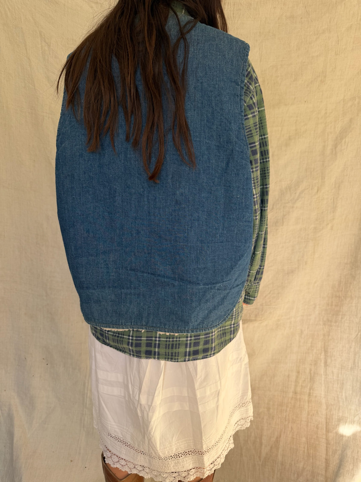 Denim Faux Shearling Vest