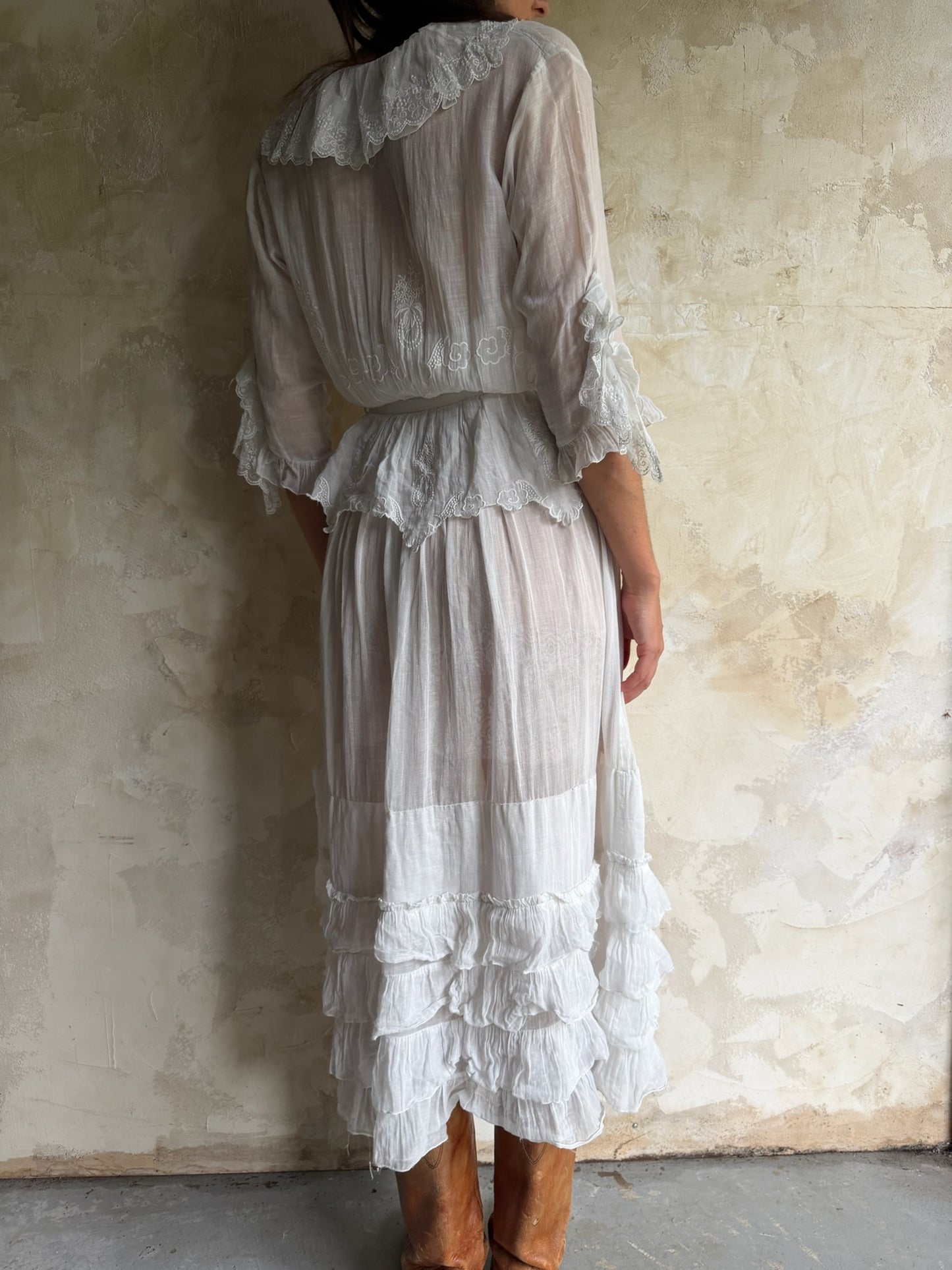 Edwardian White Ruffle Tea Dress
